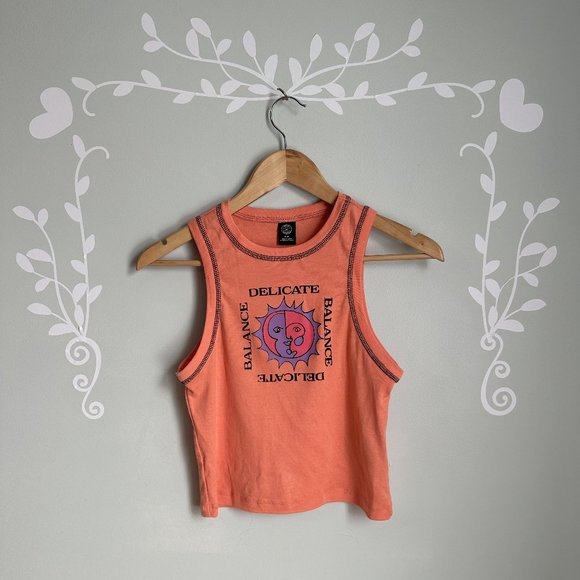 Urban Outfitters Delicate & Balance Orange Cropped Tank Top - Picture 1 of 8